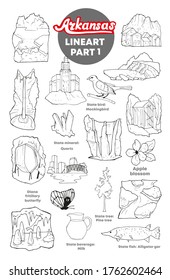 Vector illustration Arkansas doodle lineart part 1