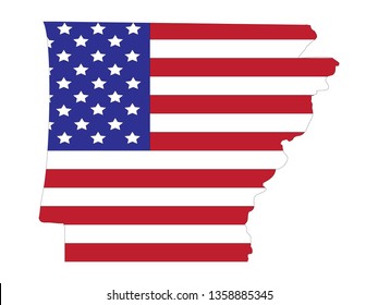 vector illustration of arkansas map with american flag