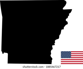vector illustration of Arkansas map with American flag