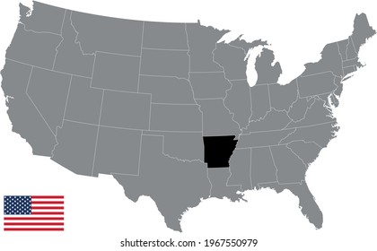 vector illustration of Arkansas map with American flag