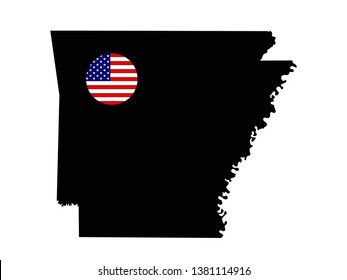 vector illustration of Arkansas map with USA flag
