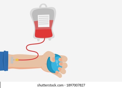 Vektorgrafik des mit dem Blutbeutel verbundenen Arms