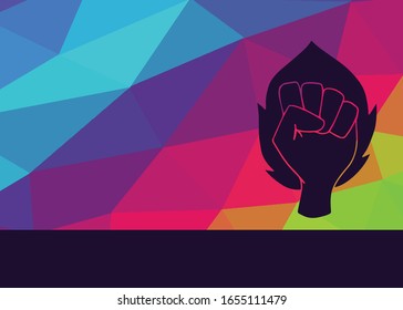 Vector Illustration of Arm or Hand Fist  with Rainbow Background. This is Good for Layout, Posters and More.