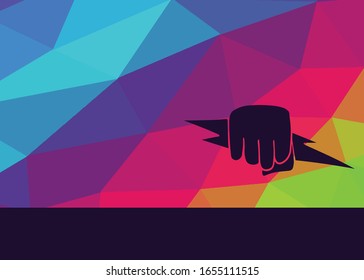Vector Illustration of Arm or Hand Fist  with Rainbow Background. This is Good for Layout, Posters and More.
