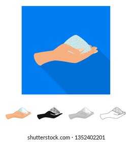 Vector illustration of arm and handful icon. Set of arm and salty stock symbol for web.