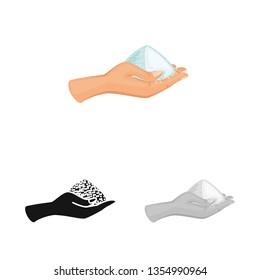 Vector illustration of arm and handful sign. Collection of arm and salty stock symbol for web.
