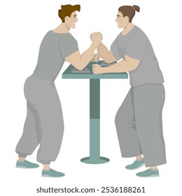 Vector illustration of arm wrestling competition on a white background