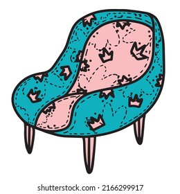 Vector illustration of armchair. It is perfect as a print on different items, such as gift cards, invitations, logo, etc.
