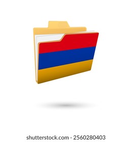Vector illustration of Armenia flag isolated in file folder on white background.