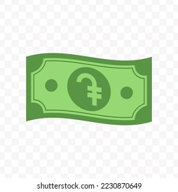 Vector illustration of Armenian dram banknote in green color on transparent background (PNG).