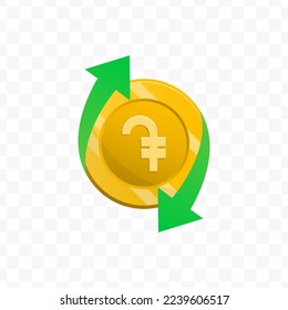 Vector illustration of Armenian dram currency. Cashback bonus money concept discount. Simple design on transparent background (PNG).