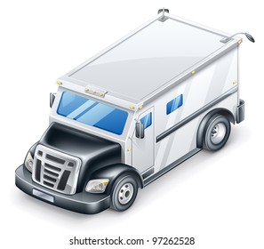 Vector illustration of armored truck on white background.