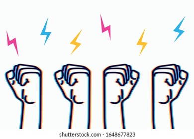 Ilustración del vector: "armas levantadas en protesta"