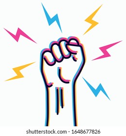Vector illustration: "arms raised up in protest"