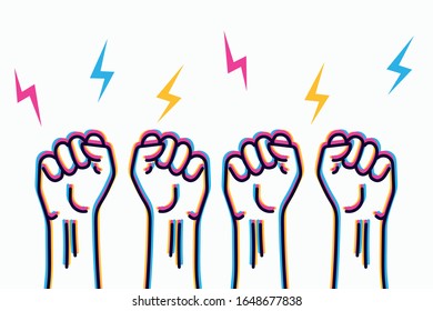 Vector illustration: "arms raised up in protest"