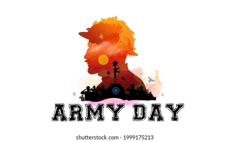 vector illustration of army day. Kargil vijay diwas and people saluting the sholders.