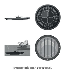 Vector illustration of army and deep icon. Collection of army and nuclear vector icon for stock.