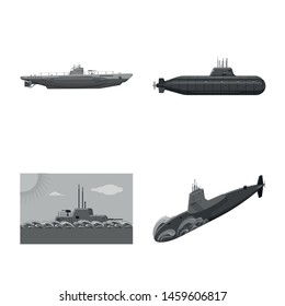 Vector illustration of army and deep icon. Set of army and nuclear stock vector illustration.