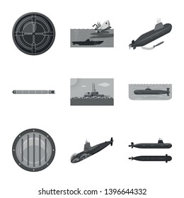 Vector illustration  army and deep   logo. Collection  army and nuclear stock symbol for web.