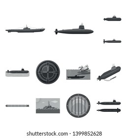 Vector illustration of army and deep   logo. Collection of army and nuclear vector icon for stock.