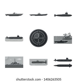 Vector illustration of army and deep   logo. Collection of army and nuclear stock vector illustration.
