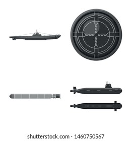 Vector illustration of army and deep logo. Set of army and nuclear vector icon for stock.