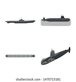 Vector illustration of army and deep logo. Collection of army and nuclear stock vector illustration.