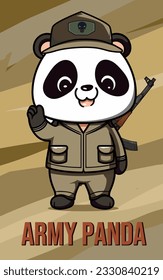 Ilustración vectorial, Panda del Ejército, Clipart Animal