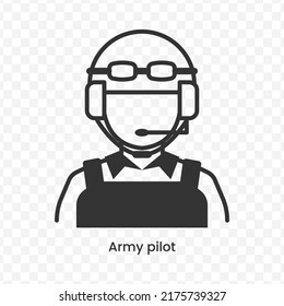 Vector illustration of Army Pilot icon in dark color and transparent background(png).