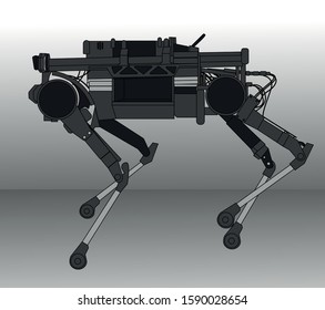 vector illustration army  robotic dog