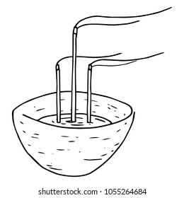 Vector illustration of a aromatic incense icon. Hand drawn ceremonial stand under aromatic incense.
