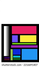 vector illustration, arrangement of cubes that have various colors on a dark background.