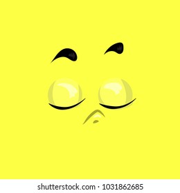 Vector illustration of the arrogant face on yellow background.