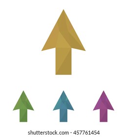 Vector illustration arrow abstract geometric set . Arrows low poly color style. Arrow triangular shape