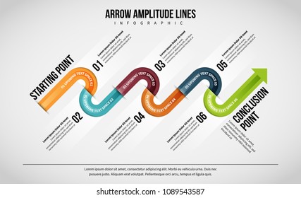 Vector illustration of Arrow Amplitude Lines Infographic design element.