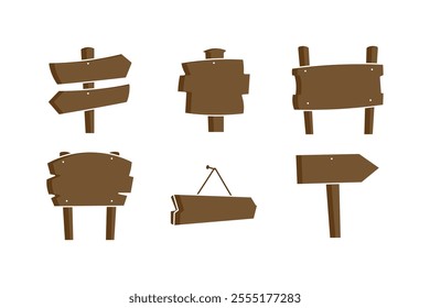 vector illustration of arrow board and wooden road sign