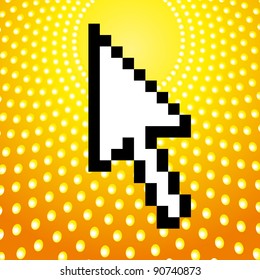 vector illustration of the arrow cursor with yellow shine background