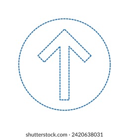 Ilustración vectorial de flecha arriba color de línea de puntos azul estilo plano