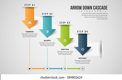 Vector Illustration Of Arrow Down Cascade Infographic Design Element.