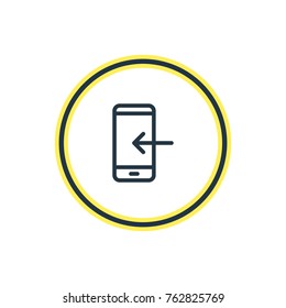 Vector Illustration Of Arrow Down Outline. Beautiful Telephone Element Also Can Be Used As Smartphone Element.