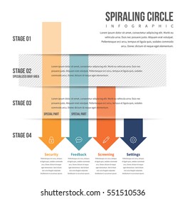 Vector illustration of arrow downward stack infographic design element.