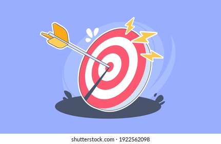 Vector illustration of the arrow is exactly on the target.