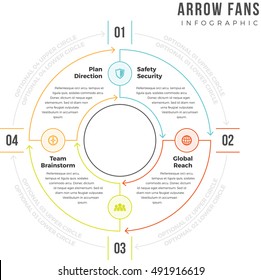 Vector illustration of arrow fans infographic design element.