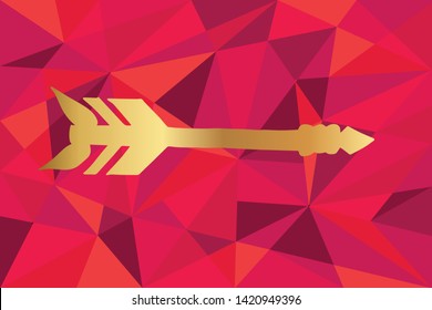 Vector Illustration of Arrow with Feathers Icon with Red Polygon and Geometric. Graphic Design for Template, Layout, Background, Poster and More. 