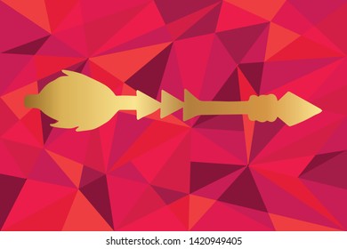 Vector Illustration of Arrow with Feathers Icon with Red Polygon and Geometric. Graphic Design for Template, Layout, Background, Poster and More. 