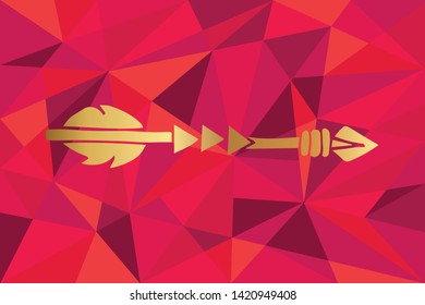 Vector Illustration of Arrow with Feathers Icon with Red Polygon and Geometric. Graphic Design for Template, Layout, Background, Poster and More. 