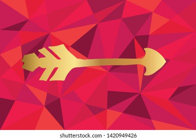 Vector Illustration of Arrow with Feathers Icon with Red Polygon and Geometric. Graphic Design for Template, Layout, Background, Poster and More. 