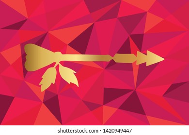Vector Illustration of Arrow with Feathers Icon with Red Polygon and Geometric. Graphic Design for Template, Layout, Background, Poster and More. 