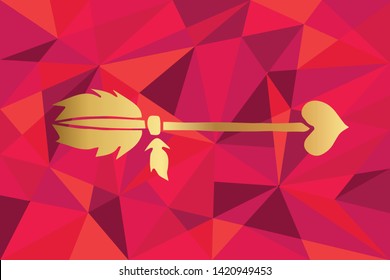 Vector Illustration of Arrow with Feathers Icon with Red Polygon and Geometric. Graphic Design for Template, Layout, Background, Poster and More. 