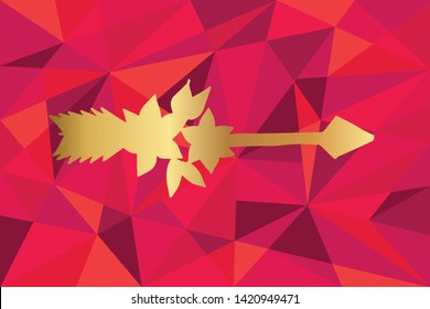 Vector Illustration of Arrow with Feathers Icon with Red Polygon and Geometric. Graphic Design for Template, Layout, Background, Poster and More. 
